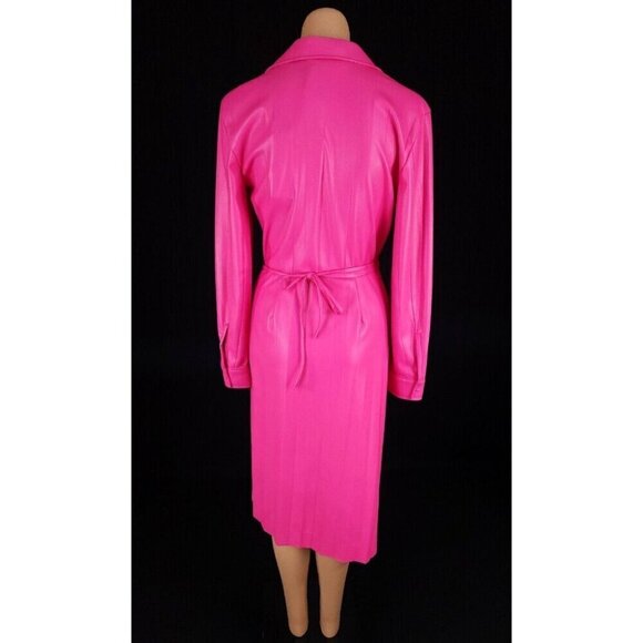 MSGM Faux-Leather Midi Wrap Dress Size 40 US 4 S Pink - Picture 7 of 16